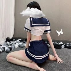 Juwas CLOTHING Sexy Navy Blue Sailor Set Costume