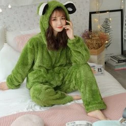 Juwas CLOTHING Adorkable Green Frog Plush Onesie Pajama
