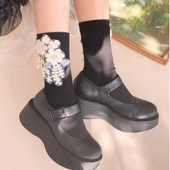 Juwas CLOTHING Flower Embroidery Sweet Lolita Stockings
