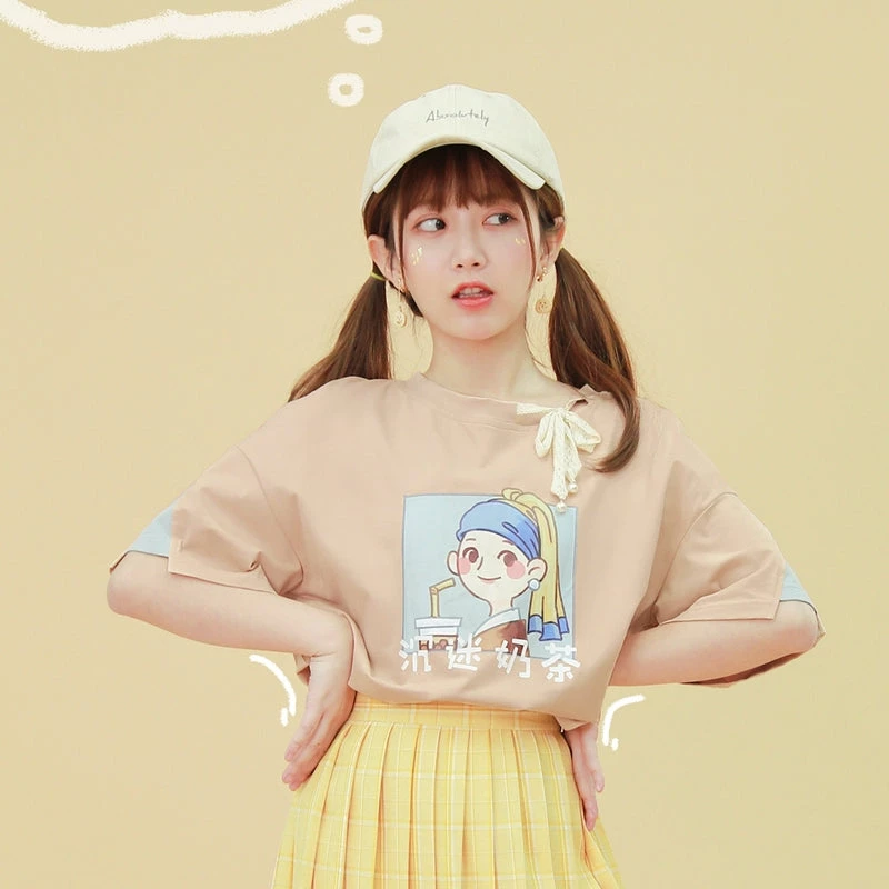 Juwas Milk Tea Print T-shirt 3 Juwas Milk Tea Print T-shirt