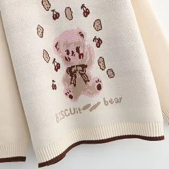 Juwas Japanese Cartoon Bear Embroidery Sweater