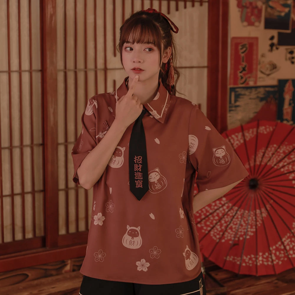 Juwas Kawaii Japanese Lucky Cat Printed Top Short NEW ARRIVAL 7 Juwas Kawaii Japanese Lucky Cat Printed Top Short NEW ARRIVAL