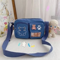 Juwas HOME&LIFESTYLE Bear Print Canvas Crossbody Bag