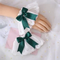 Juwas NEW ARRIVAL Cute Lolita Ribbon Bow Lace Wristband