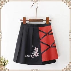 Juwas CLOTHING Gothic Spring Flower Two-Tone Mini Skirt