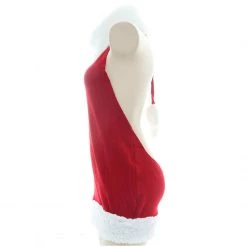 Juwas NEW ARRIVAL Sexy Red Christmas Pom Pom Halter Dress