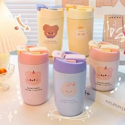 Juwas Cute Cartoon Bear Print Thermos Bottle NEW ARRIVAL