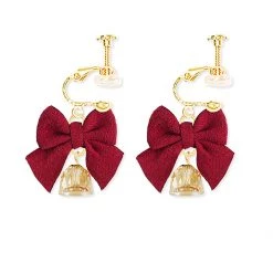 Juwas Fancy Red Bell Ribbon Earrings