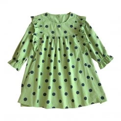 Juwas Vintage Polka Dots Green Loose Cotton Shirt NEW ARRIVAL