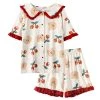 Juwas CLOTHING Cherries And Bear Print Ruffles Pajama Set