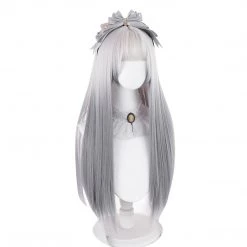 Juwas Silver Gray Ombre Long Straight Wig