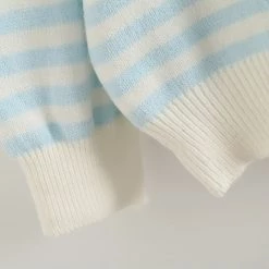 Juwas Sailor Collar Stripe Loose Sweatshirt CLOTHING