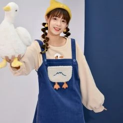 Juwas NEW ARRIVAL Kawaii Duck Print Fake Undershirt Short Dress