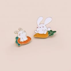 Juwas Bunny And Carrots Mini Alloy Pins