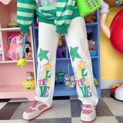 Juwas Harajuku Letters Stars Print Streetwear Pants