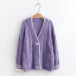 Juwas Korean Cream Knitted Cardigan Sweater CLOTHING