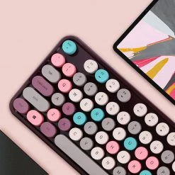 Juwas NEW ARRIVAL Vintage Colorful Keyboard & Mouse Set