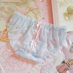 Juwas Cute See Through Ribbon Back Plus Size Panty