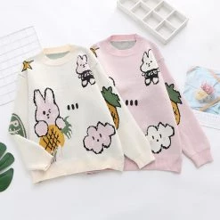 Juwas Bunny Pineapple Print Sweatshirt CLOTHING