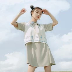 Juwas College Girl Khaki Dress With Vest NEW ARRIVAL