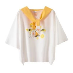 -Juwas Kawaii Corgi Print Sailor Collar T-shirt And Pant Set NEW ARRIVAL