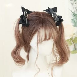 Juwas NEW ARRIVAL Heart Lock Black Ribbon Hair Bow