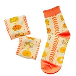 Juwas CLOTHING Orange Biscuits Print High Ankle Socks