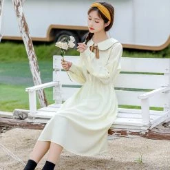 Juwas Doll Collar Long Sleeve Dress