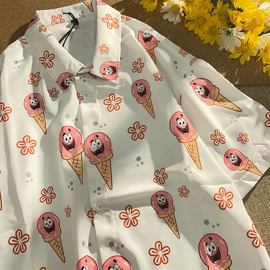 Juwas Ice Cream Print Loose Polo Top NEW ARRIVAL 3 Juwas Ice Cream Print Loose Polo Top NEW ARRIVAL