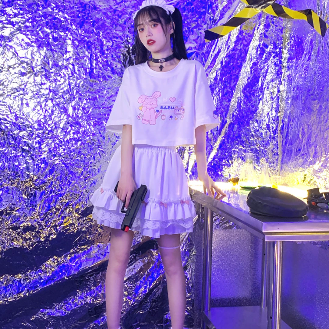 Juwas Cute Classic White Ribbon Double Layer Ruffled Skirt NEW ARRIVAL 6 Juwas Cute Classic White Ribbon Double Layer Ruffled Skirt NEW ARRIVAL