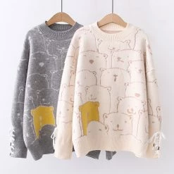 Juwas NEW ARRIVAL Cute Bears Loose Sweater
