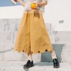 Juwas NEW ARRIVAL Chic Basic Mustard Loose Square Pants