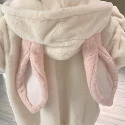 Juwas Comfy Bunny Ear Lamb Plush Jacket