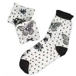 Juwas Gothic Black Butterfly Ankle High Socks