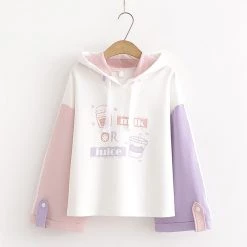 Juwas CLOTHING Kawaii “Milk Or Juice” Two-Tone Hoodie