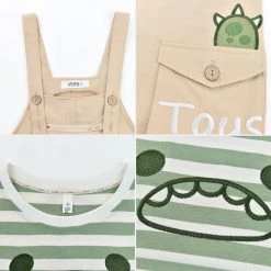 Juwas NEW ARRIVAL Cute Green Monster Shirt And Khaki Jumper