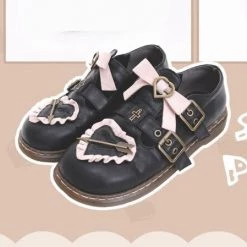 -Juwas Lolita Vintage Heart Ribbon Leather Shoes