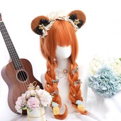 Juwas Lolita Orange Curly Long Wig