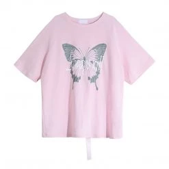 Juwas Butterfly Print Round Collar T-shirt NEW ARRIVAL