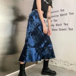 Juwas Blue Marble Paint Long Skirt NEW ARRIVAL