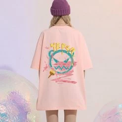 Juwas Graffiti Print Streetwear Long T-shirt