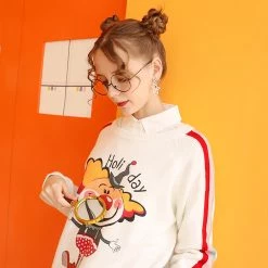 Juwas CLOTHING Adorable Holiday Clown Fake Collared Sweater
