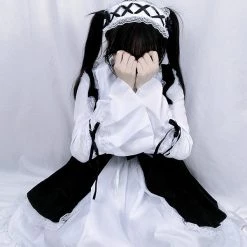 Juwas Lolita Maid Front Bow Lace Up Mini Dress 10 Juwas Lolita Maid Front Bow Lace Up Mini Dress