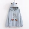 Juwas Bear Embroidery Drawstring Warm Hoodie CLOTHING