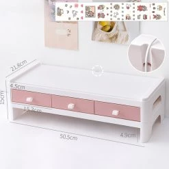 Juwas Kawaii Pink Mini Desk Computer Organizer