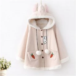 Juwas Rabbit Ears Carrot Embroidery Coat CLOTHING