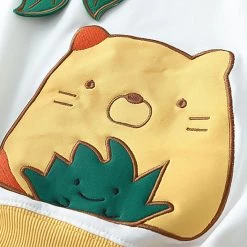 Juwas CLOTHING Cartoon Leaf Bear Embroidery Hoodie