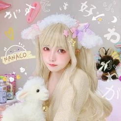 Juwas NEW ARRIVAL Kawaii Sheep Ears Mini Bow Headband