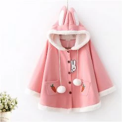 Juwas Rabbit Ears Carrot Embroidery Coat CLOTHING