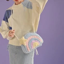 Juwas Rainbow Plush Crossbody Bag